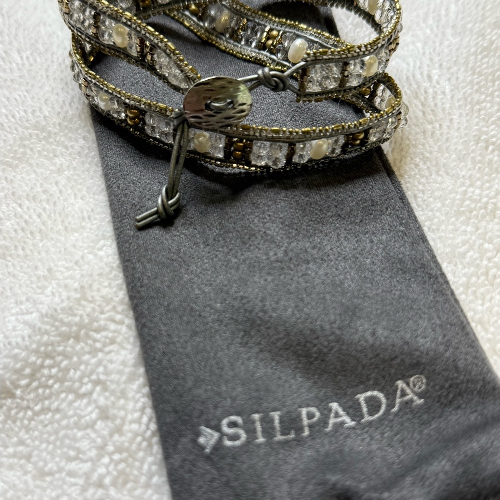 Silpada Crystal and Bead Double Wrap Bracelet